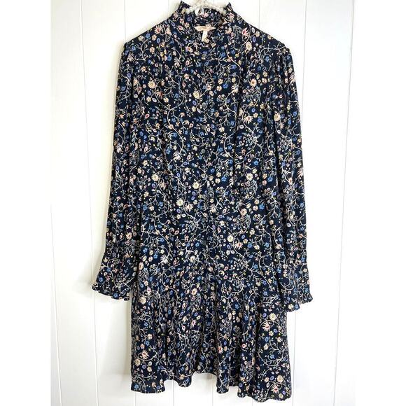 Rebecca Taylor Size 8 Long Sleeve Vivianna Shift Mini Dress in Navy - Picture 1 of 12
